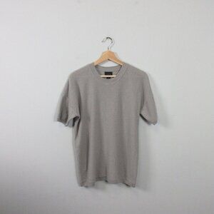 J Crew Men's Womens Shirt M Gray Italian 100% Cashmere HOLE Sweater Top 176